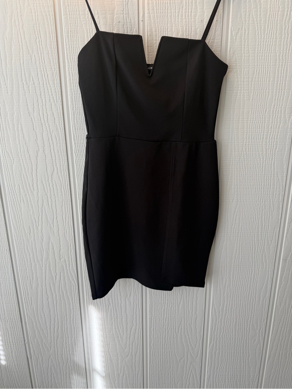 Fashion Nova Black V-Notch Spaghetti Strap Mini Dress